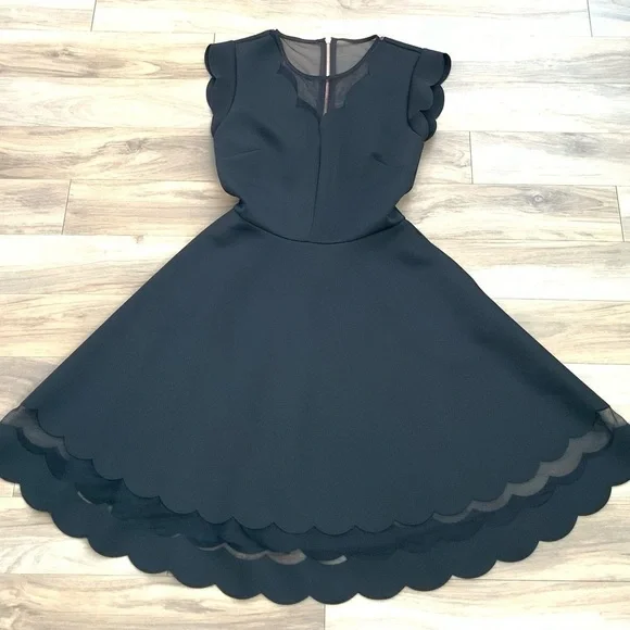 Ted Baker London Mesh Paneled Scallop Dress - Picture 3 of 9